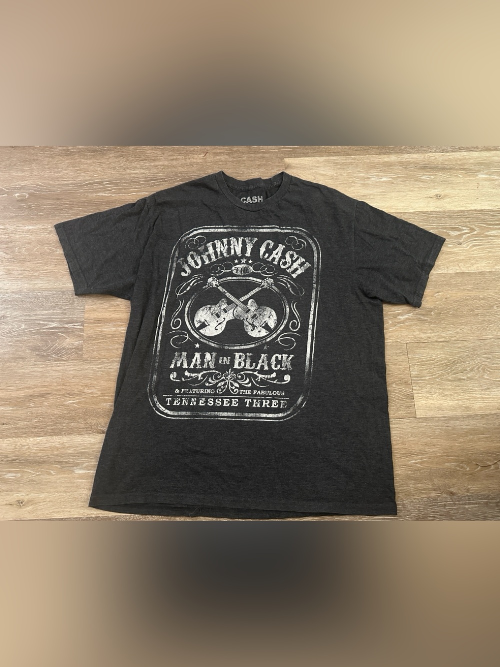 Johnny Cash 'Man in Black' Short Sleeve Tee in Black with White Print